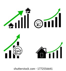 gráfico de tendencias del alza de los precios de la vivienda. gráfico de tendencias crecientes de precios de la vivienda, con estilo plano