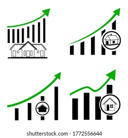 gráfico de tendencias del alza de los precios de la vivienda. gráfico de tendencias crecientes de precios de la vivienda, con estilo plano
