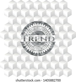 Trend grey emblem with geometric cube white background