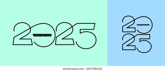 Tendencia Feliz Año Nuevo 2025 Plantilla de diseño con logotipo de tipografía 2025 para la celebración de Navidad, decoración de temporada. 2025 vector diseño de logotipo minimalista para la marca, wsb, banner, cubierta, tarjeta.