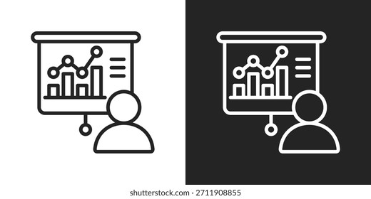 Icono de tendencia en estilo de línea en blanco y negro
