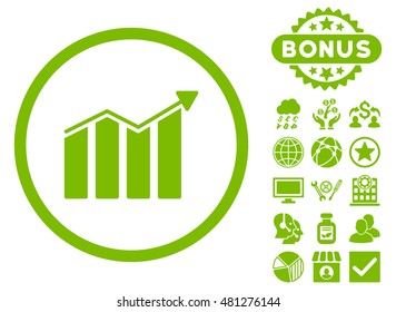 Trend icon with bonus. Vector illustration style is flat iconic symbols, eco green color, white background.