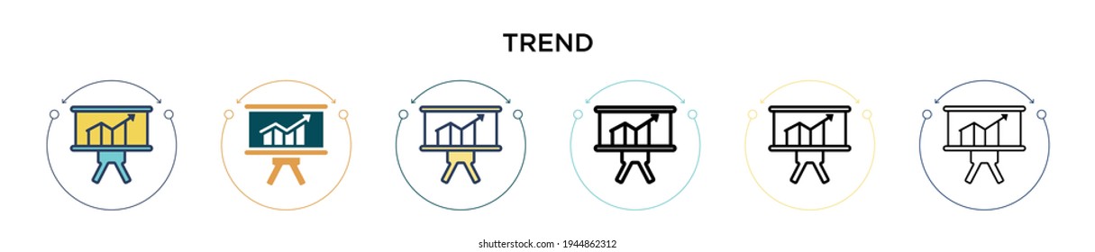 Trend icon in filled, thin line, outline and stroke style. Vector illustration of two colored and black trend vector icons designs can be used for mobile, ui, web