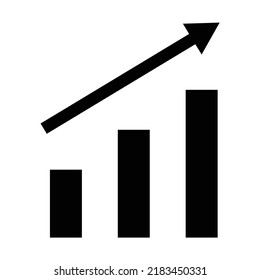 Up trend icon, full black. Suitable for website, content design, poster, banner, or video editing needs