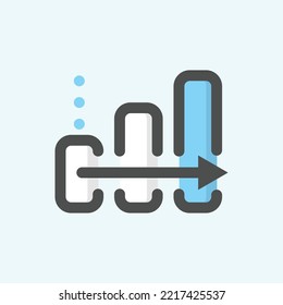  trend up icon, isolated Fintech colored outline icon in light blue background, perfect for website, blog, logo, graphic design, social media, UI, mobile app