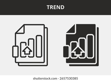 Conjunto de iconos de tendencia Colección de estilo doble. Contiene iconos de estilo de contorno y glifo. Contorno de tendencia y estilo de glifo Icon Colecciones