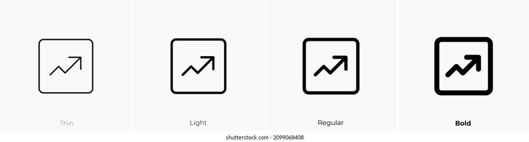 trend icon. Thin, Light Regular And Bold style design isolated on white background