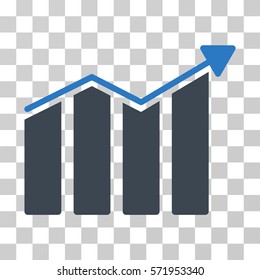 Trend icon. Vector illustration style is flat iconic bicolor symbol, smooth blue colors, transparent background. Designed for web and software interfaces.