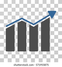 Trend icon. Vector illustration style is flat iconic bicolor symbol, cobalt and gray colors, transparent background. Designed for web and software interfaces.