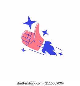 The trend illustration shows that everything is fine. Gesture with the fingers of the hand. Finger raised up.