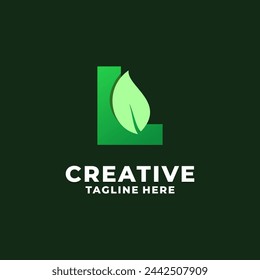 Trend Initial Letter L With Leaf Logo Vector