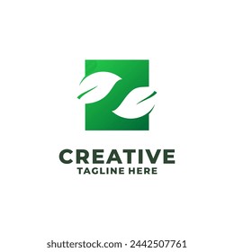 Tendencia inicial de la letra Z con el vector del logotipo de hoja