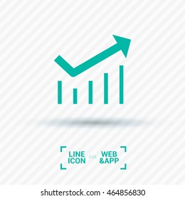 Trend up isolated minimal icon. Business graph line vector for websites and mobile minimalistic design.
