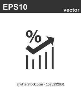 Trend up isolated minimal icon with percent and arrow.