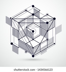 Trend isometric geometric pattern black and white background with bright blocks and cubes. Technical plan can be used in web design and as wallpaper or background. Perfect background for designs