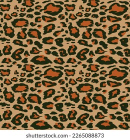 Trend leopard vector seamless pattern yellow background stylish print. Vector illustration