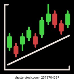 Trend Line and Candlestick Chart vector Crypto Trading concept colored icon or design element