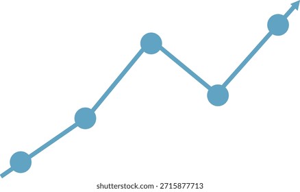 Ilustración de gráfico de líneas de tendencia que representa el movimiento de datos, el análisis del rendimiento empresarial, los informes financieros, las tendencias estadísticas y la visualización de infografías en estilo plano.