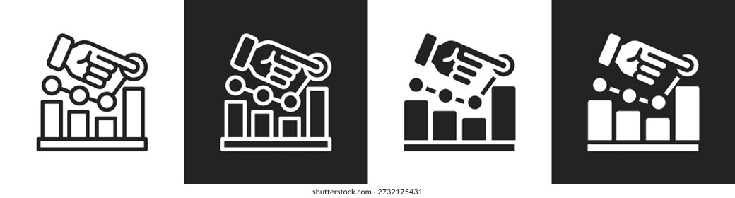 Trend Line And Solid Icon In White And Black Background