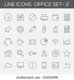 Trend line thin office icons set 2