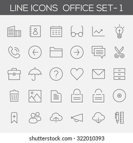 Trend line thin office icons set 1