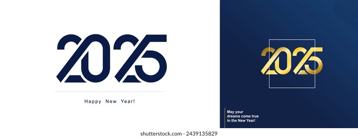 Trend logo 2025, Happy New Year 2025. Minimalist design template with typography logo 2025 for Christmas, celebration, season decoration. Vector trendy logo for branding, cover, card, banner, poster.
