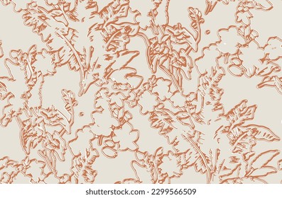 trend modern tropical linear floral pattern. colorful abstract contemporary seamless pattern. hand drawn unique print.