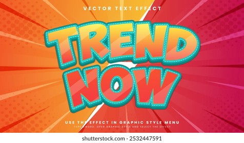 Modelo de efeito de texto editável de título Trend Now adequado para Estilo de Quadrinhos