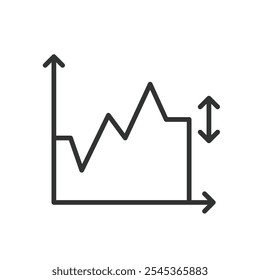 Predicción de tendencias, icono en diseño de línea. Tendencia, predicción, pronóstico, análisis, futuro, proyección, estimación sobre Vector de fondo blanco. Icono de trazo editable de predicción de tendencias