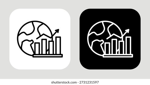 Icono de pulso de tendencia en estilo de línea en blanco y negro