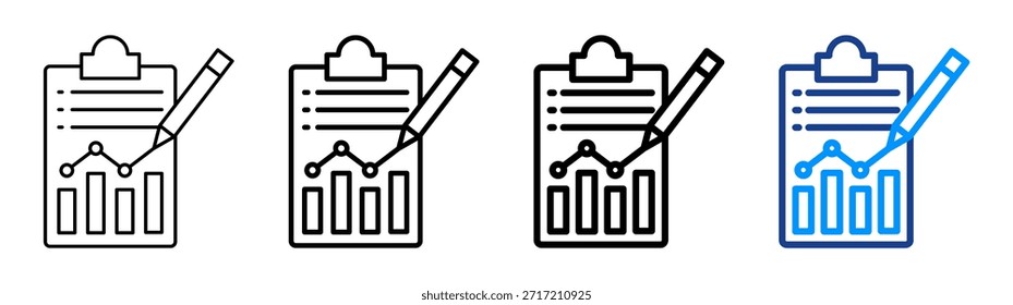 Conjunto de Colección de contorno diferente de icono de informe de tendencia