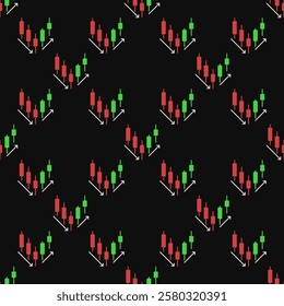 Trend Reversal Candlestick Chart concept vector colored seamless pattern