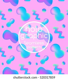 Trend seamless illustration holographic neon bright fluid on pink background