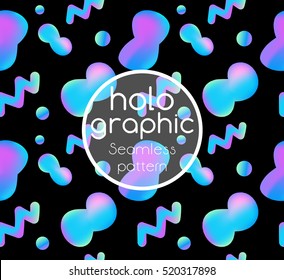 Trend seamless illustration holographic neon bright fluid on black background