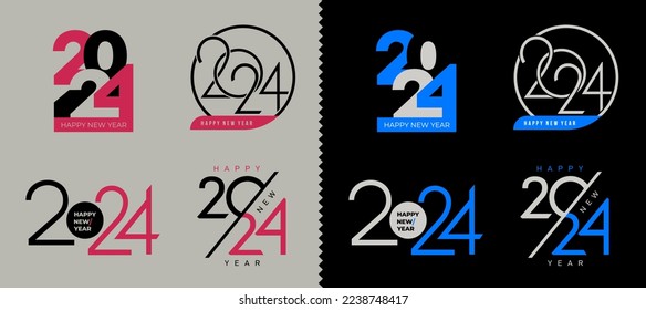 Trend set of 2024 number. 2024 logo creative design. Design template Celebration typography poster, calendar or greeting card for Happy New Year. Template typography Merry Christmas and Xmas vector.