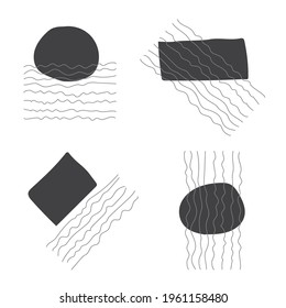 Trend set of abstract creative minimalist artistic hand drawn idea for wall decoration, as postcard or brochure design, illustration vector