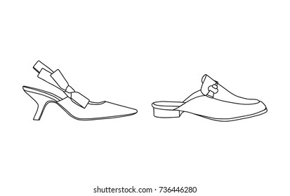 Trend Shoes And Mule Shoes, Icon, Vector, Sketch