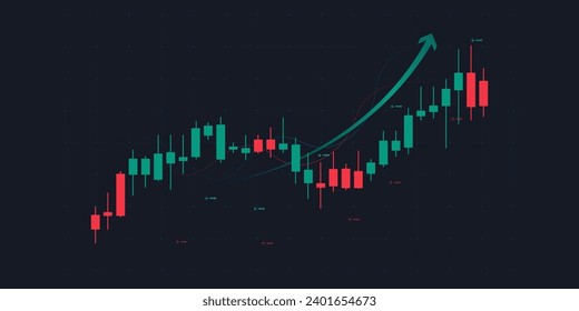 Up trend of Stock market charts and forex trading graph in up trend concept for financial investment or Economic trends business idea, vector