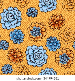Trend of succulents patterns. Bright seamless patterns for fabrics, prints, scrapbooking, smart phones, wallpaper.