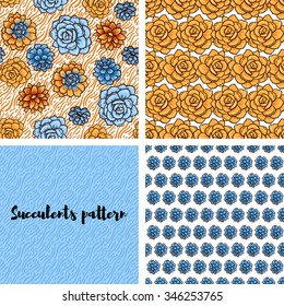 Trend of succulents patterns. Bright seamless patterns for fabrics  prints  scrapbooking  smart phones  wallpaper.