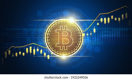Up trend Technical graph of Bitcoin in futuristic concept
