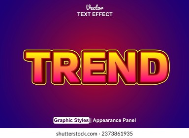 trend text effect with blue graphic style and editable
