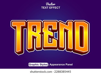 trend text effect with orange graphic style and editable