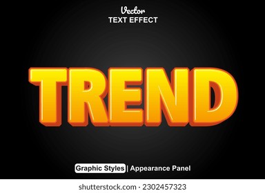 trend text effect with orange graphic style and editable