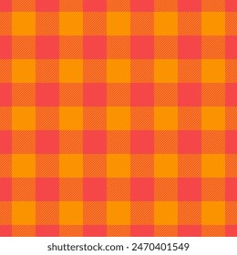 Trend textile pattern texture, dimensional seamless plaid fabric. Aged vector tartan background check in red and bright color.
