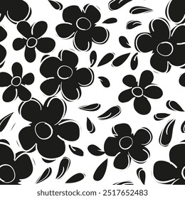 Tendencia en la tela floral del fondo del Vector de los textiles, modelo monocromo inconsútil 