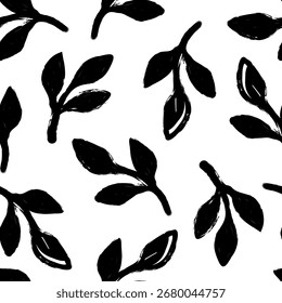 trend in textiles, vector background floral fabric, monochrome pattern seamless