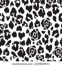 trend in textiles, vector background leopard print and floral design fabric, monochrome pattern seamless