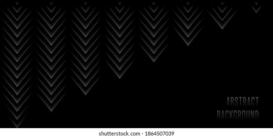 Trend vector black background from abstract stripes, arrows. Smooth light gradient. Effect with shadow and light in the style of minimalism.