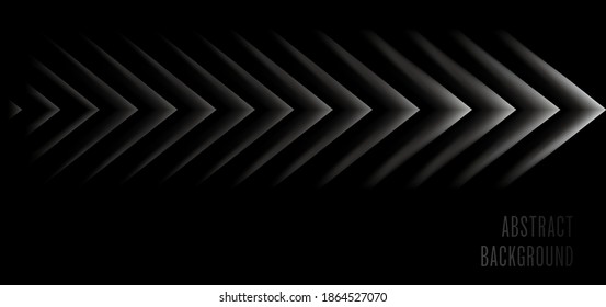 Trend vector black background from abstract stripes, arrows. Smooth light gradient. Effect with shadow and light in the style of minimalism.